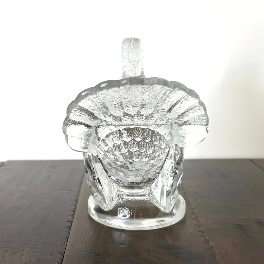 Vintage LE Smith Tom Turkey Nest Candy Dish with Lid Glass Thanksgiving Decor